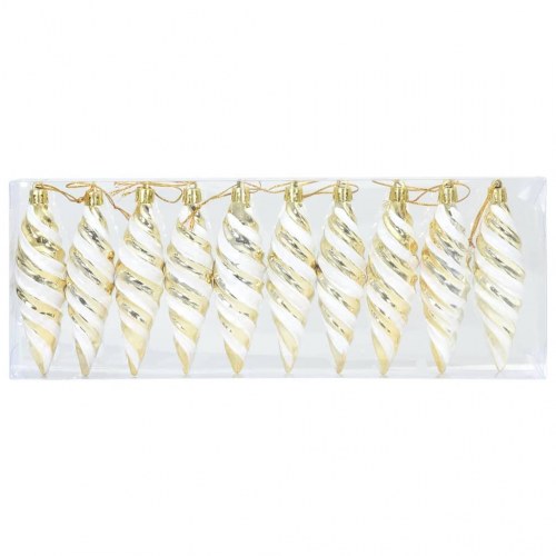 Spiralformede julekugler - 40 stk guld plastik, 11 cm