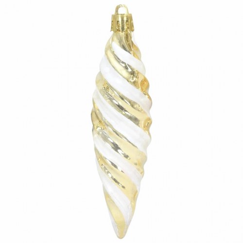 Spiralformede julekugler - 40 stk guld plastik, 11 cm
