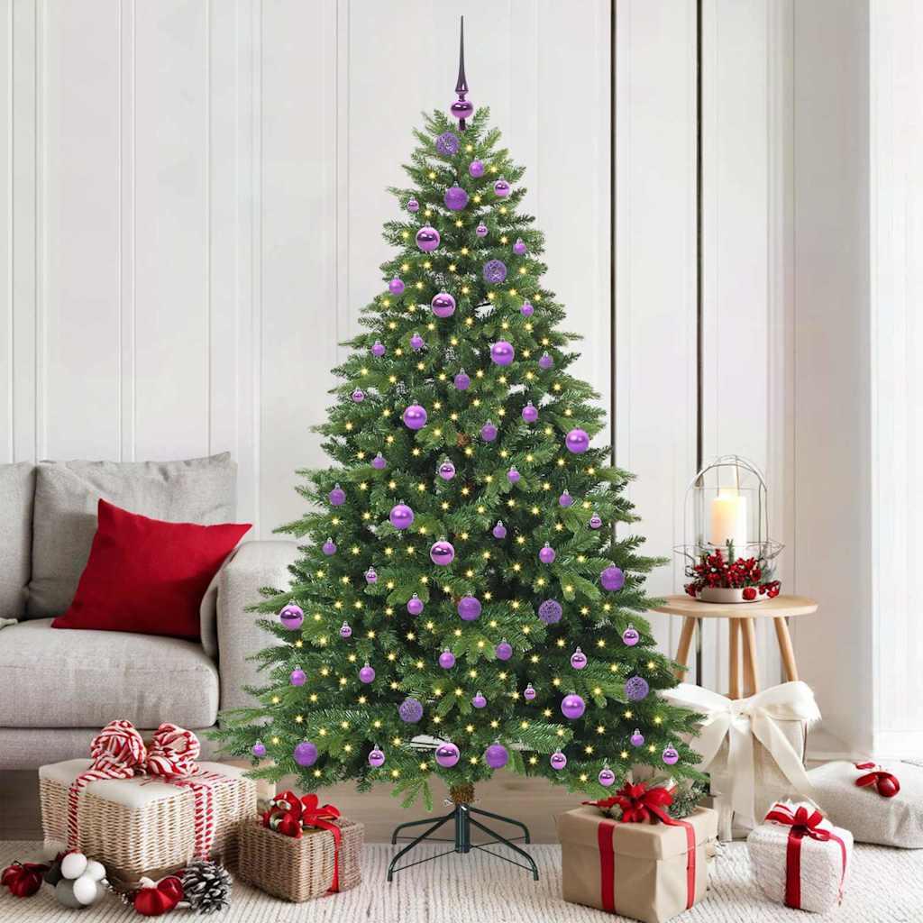 Kunstigt juletræ med 300 LED'er Grøn 180 cm PE og PVC