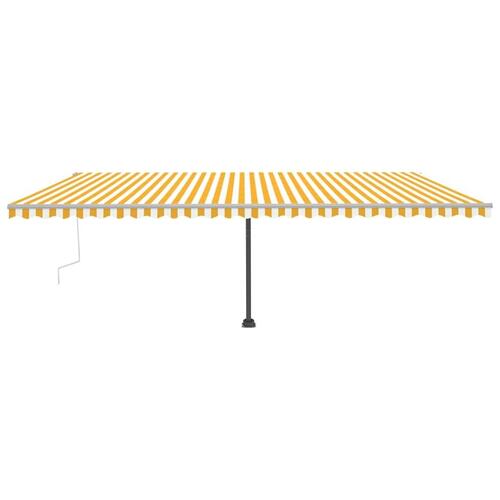 Markise m. LED-lys 600x300 cm manuel betjening gul og hvid