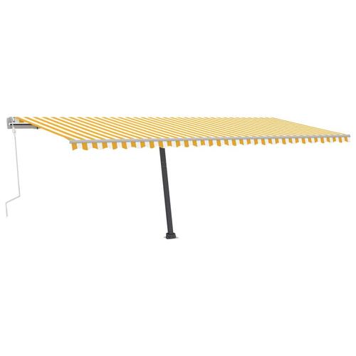 Markise m. LED-lys 600x300 cm manuel betjening gul og hvid