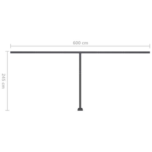 Markise m. LED-lys 600x300 cm manuel betjening gul og hvid