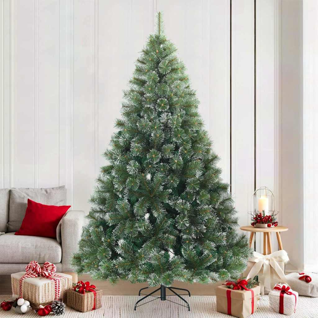 Kunstigt bøjelig juletræ snefløjtet Hvid 210 cm PVC, stål