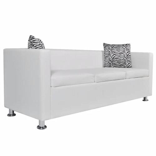 Sofasæt 3-pers. og 2-pers. sofa m. lænestol kunstlæder hvid