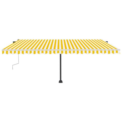 Markise m. LED-lys 500x350 cm manuel betjening gul og hvid