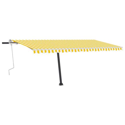 Markise m. LED-lys 500x350 cm manuel betjening gul og hvid