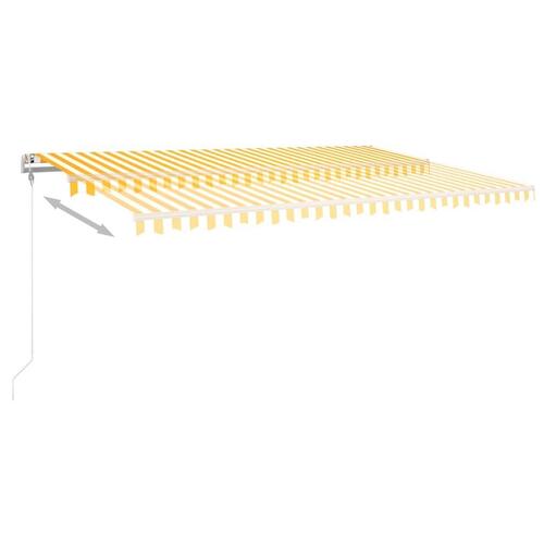Markise m. LED-lys 500x350 cm manuel betjening gul og hvid