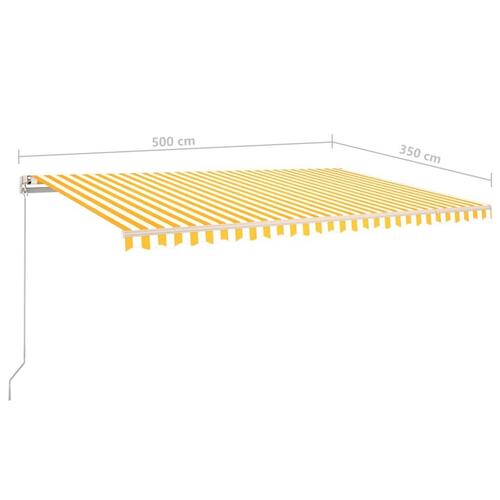 Markise m. LED-lys 500x350 cm manuel betjening gul og hvid