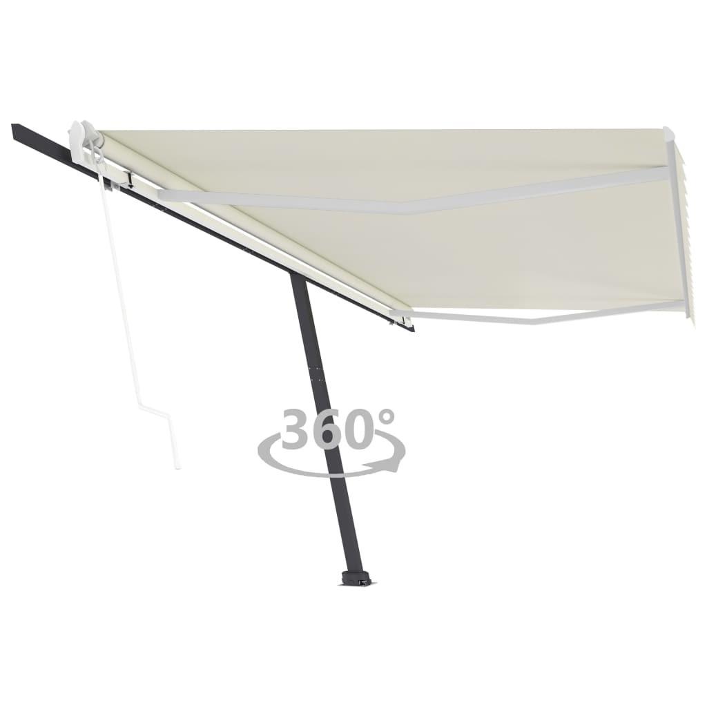 Fritstående markise 500x350 cm automatisk betjening cremefarvet