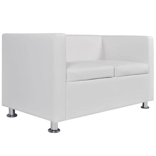 Sofasæt 3-pers. og 2-pers. sofa m. lænestol kunstlæder hvid