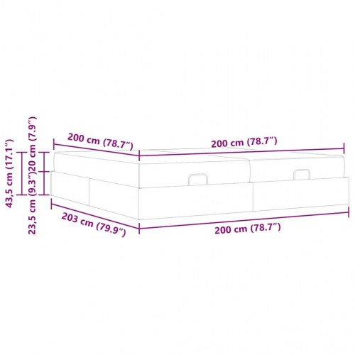 Sengeramme med madras med madras 2 stk Lysegrå Stof