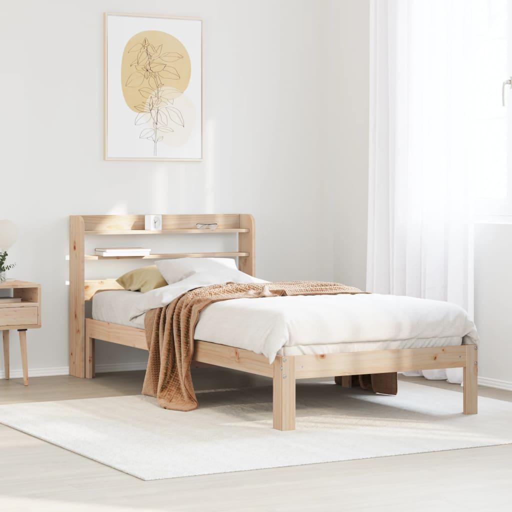 Sengeramme med sengegavl 100x200 cm massivt fyrretræ