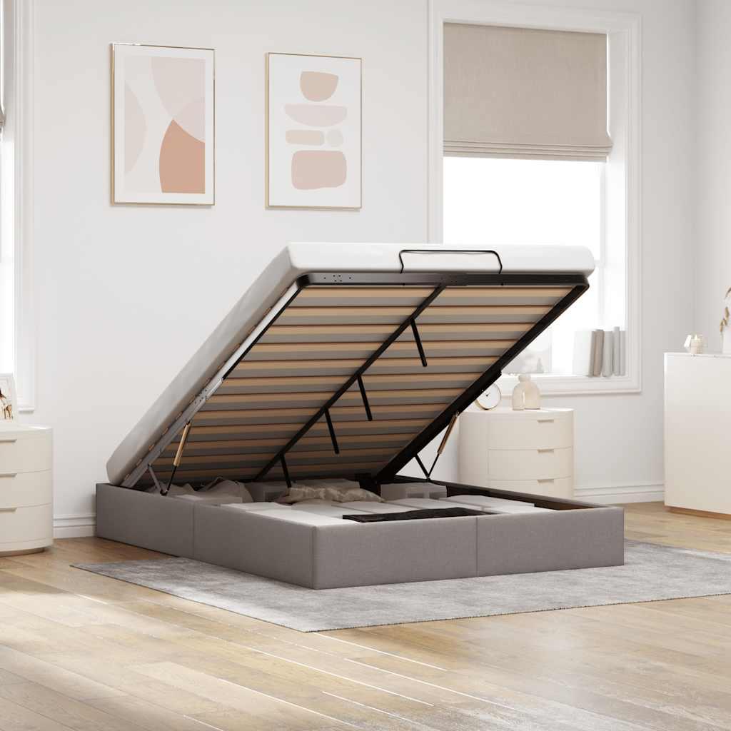 Osmannisk sengeramme uden madras 140x190 cm stof gråbrun