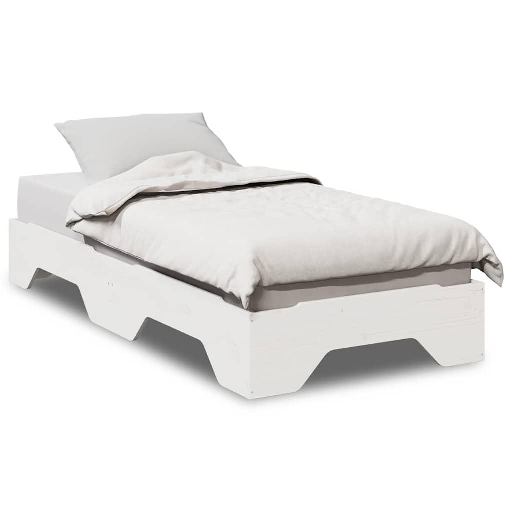 Sengeramme uden madras stabelbar 80x200 cm massivt træ hvid