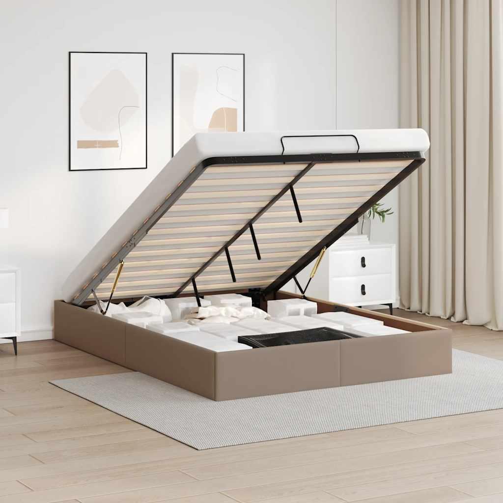 Osmannisk sengeramme uden madras 140x190cm kunstlæder cappucino