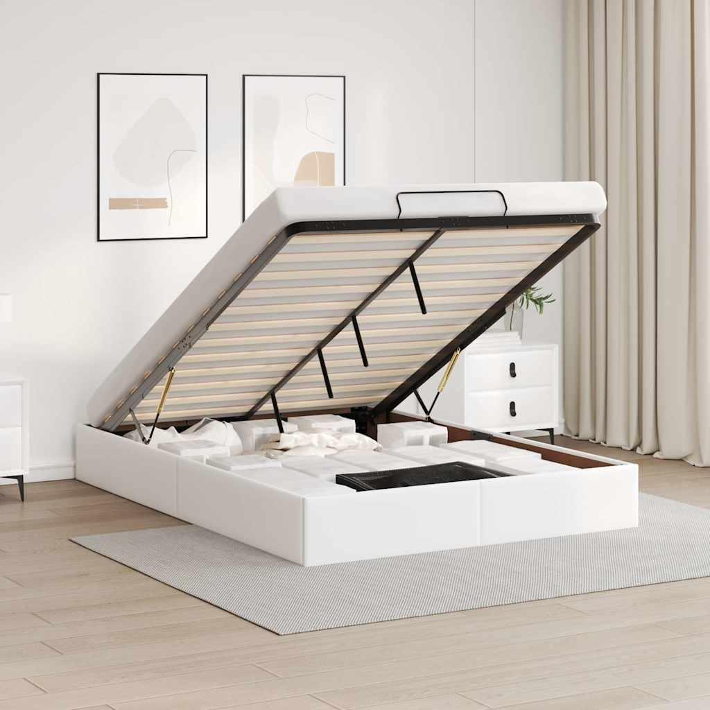 Osmannisk sengeramme uden madras 140x190 cm kunstlæder hvid