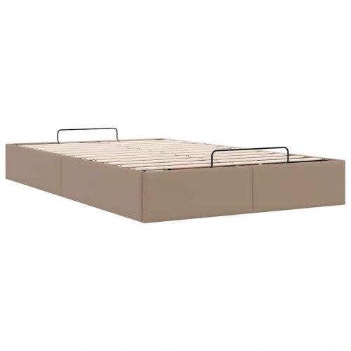 Sengeramme med opbevaring 120 x 190 cm i kunstlæder - cappuccino