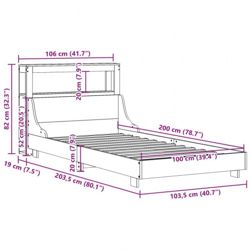 Sengeramme uden madras 100x200 cm massivt fyrretræ