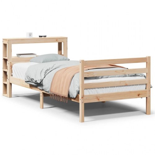 Sengeramme med sengegavl 100x200 cm massivt fyrretræ