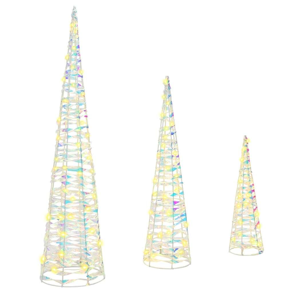 Juletræ med 90 LED'er 3 stk Varm hvid 20 x 20 x 80 cm PET