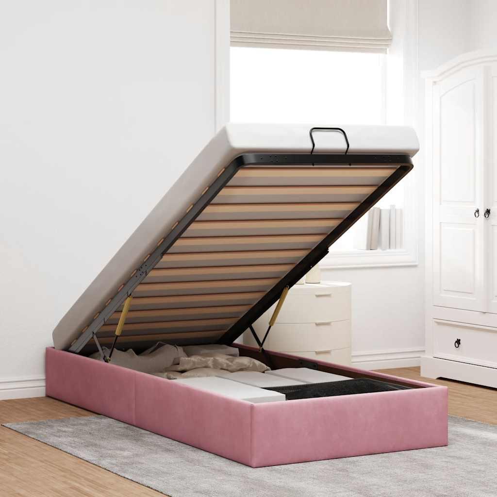 Osmannisk sengeramme uden madras 80x200 cm fløjl lyserød