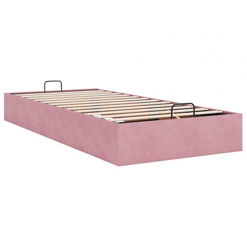 Sengeramme med opbevaring 80 x 200 cm uden madras - lyserød fløjl