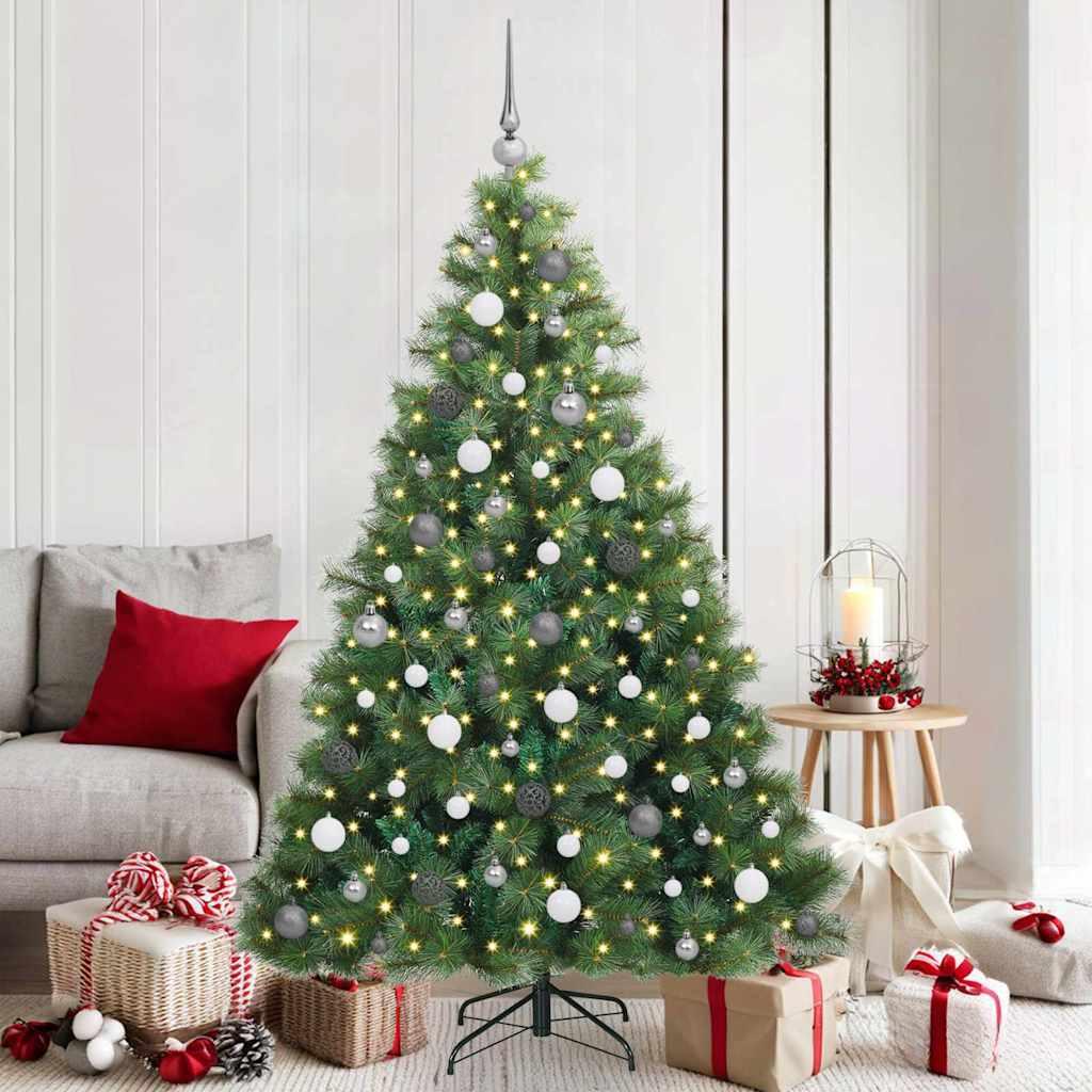 Kunstigt juletræ med 300 LED'er Grøn 180 cm PE og PVC