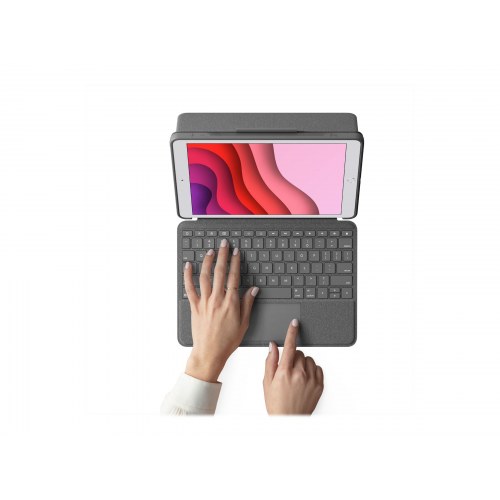 Tastatur til iPad med trackpad – Logitech Combo Touch, Pan Nordic, grafit