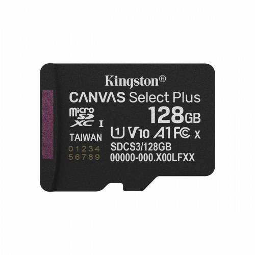 MicroSD-kort Kingston 128 GB med SD-adapter (Canvas Select Plus)