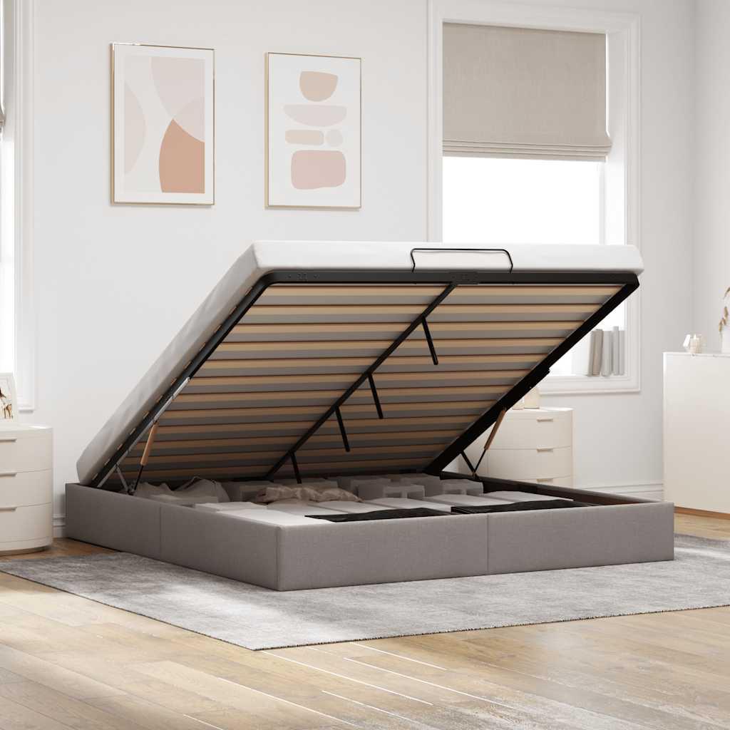 Osmannisk sengeramme uden madras 200x200 cm stof gråbrun