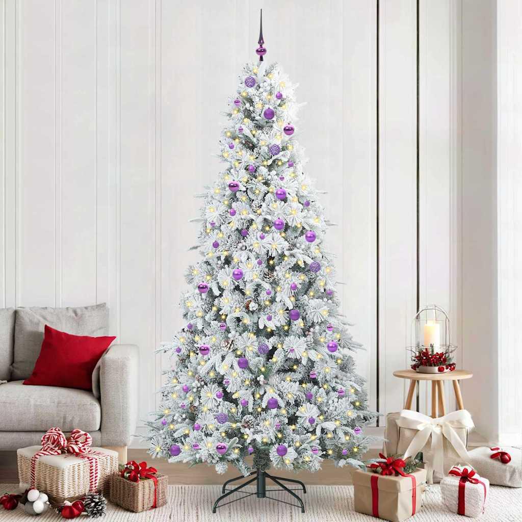 Kunstigt Hinged Juletræ med 300 LED'er Grøn 240 cm PE og PVC