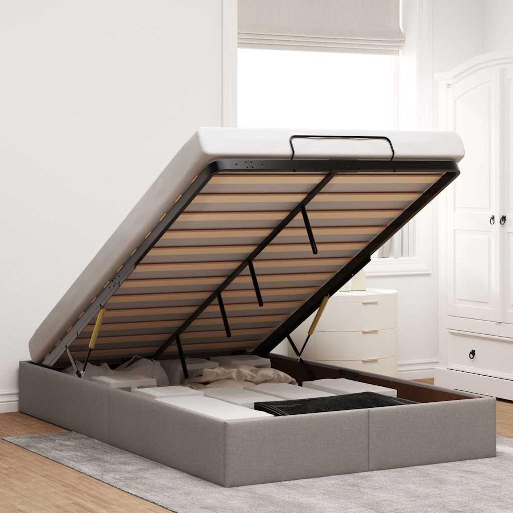 Osmannisk sengeramme uden madras 120x190 cm stof gråbrun