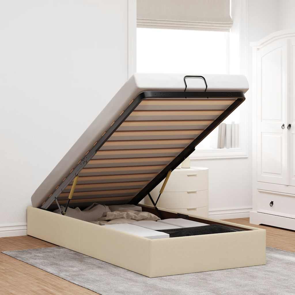 Osmannisk sengeramme uden madras 90x190 cm stof cremefarvet