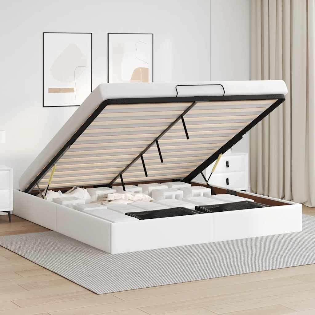 Osmannisk sengeramme uden madras 200x200 cm kunstlæder hvid