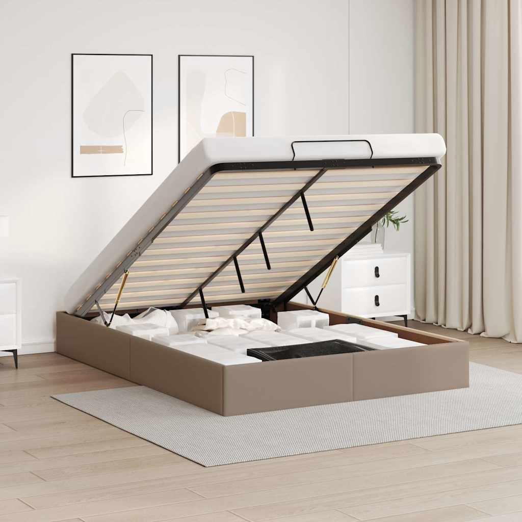 Osmannisk sengeramme uden madras 140x200cm kunstlæder cappucino