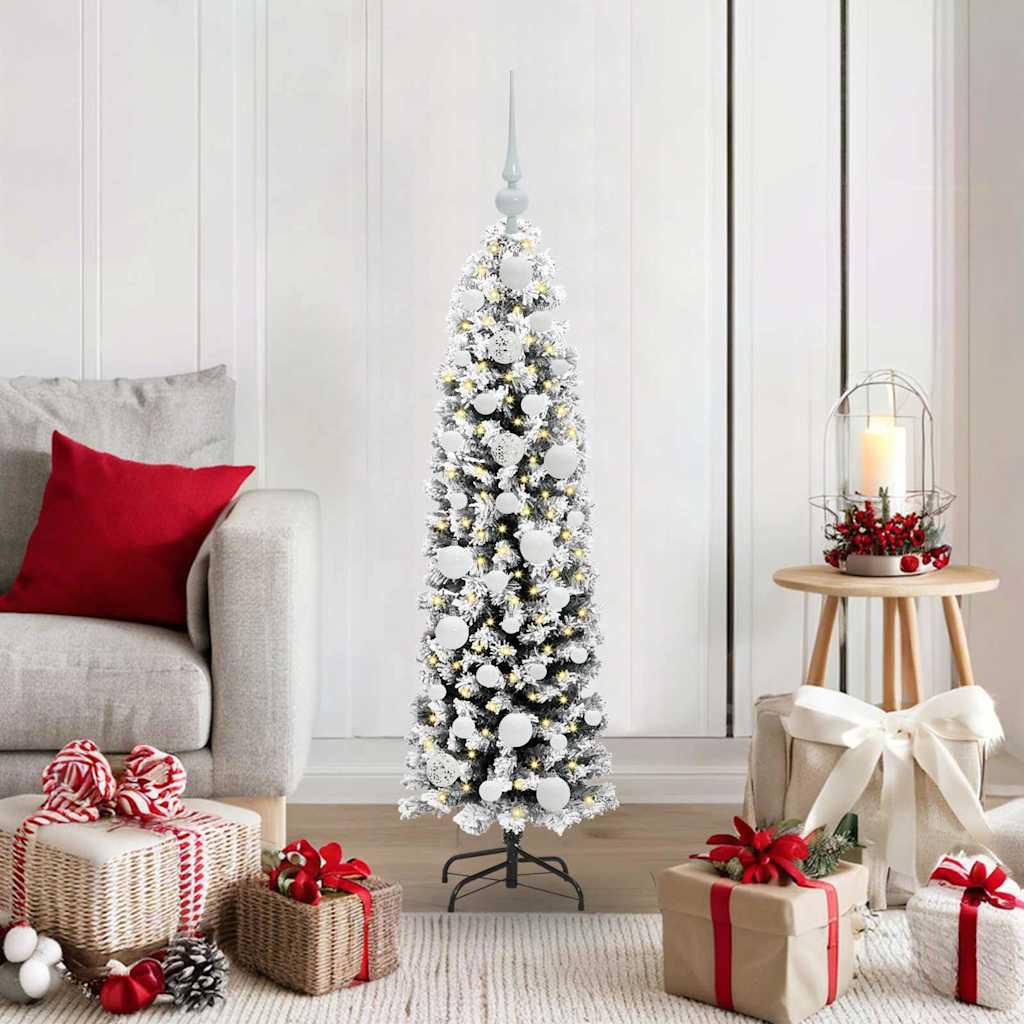 Kunstigt juletræ med LED-lys og stativ 120 cm - grøn, PVC, stål og plastik