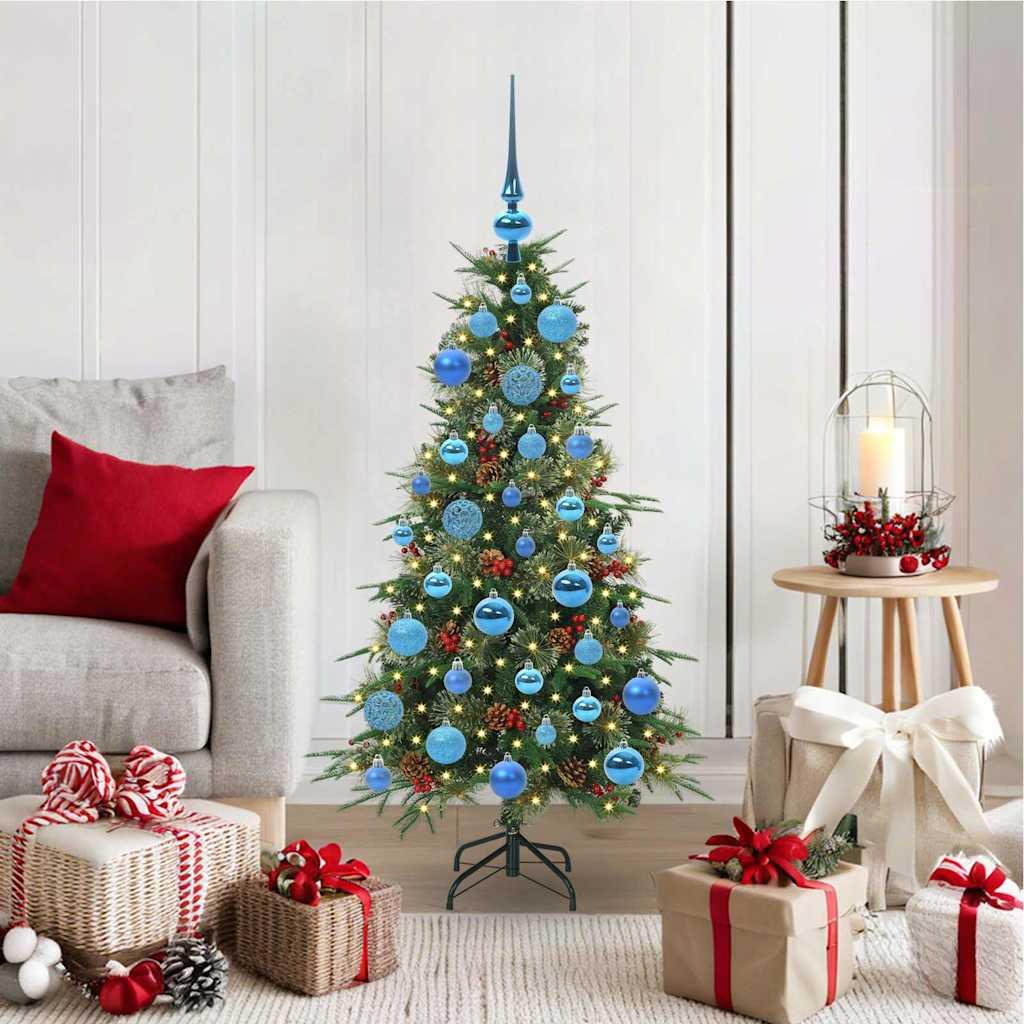 Kunstigt Hinged Juletræ med 150 LED'er Grøn 120 cm PE og PVC