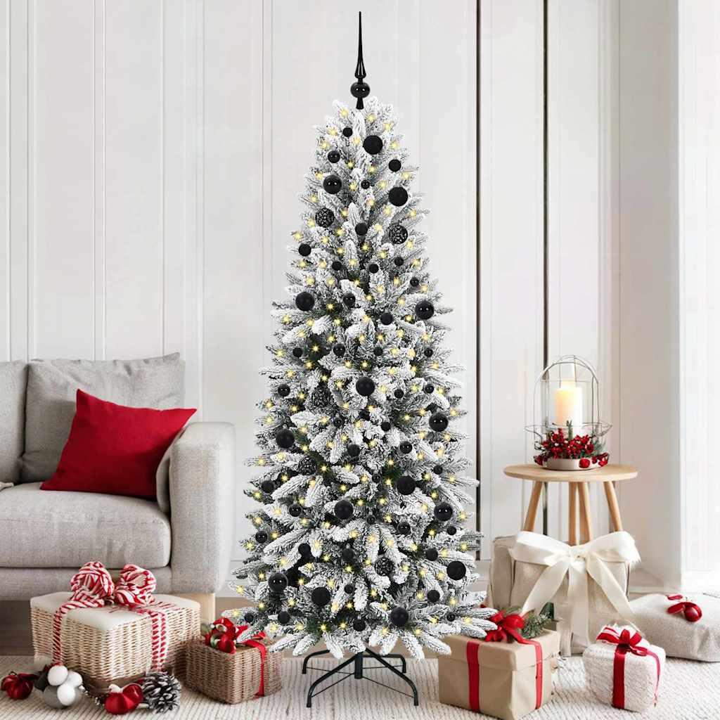 Kunstigt juletræ med 300 LED'er Hvid 73 x 73 x 180 cm