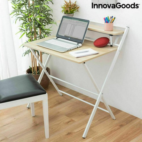 Tablezy foldbart skrivebord med hylde - træ (OUTLET A)