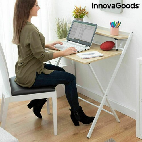 Tablezy foldbart skrivebord med hylde - træ (OUTLET A)
