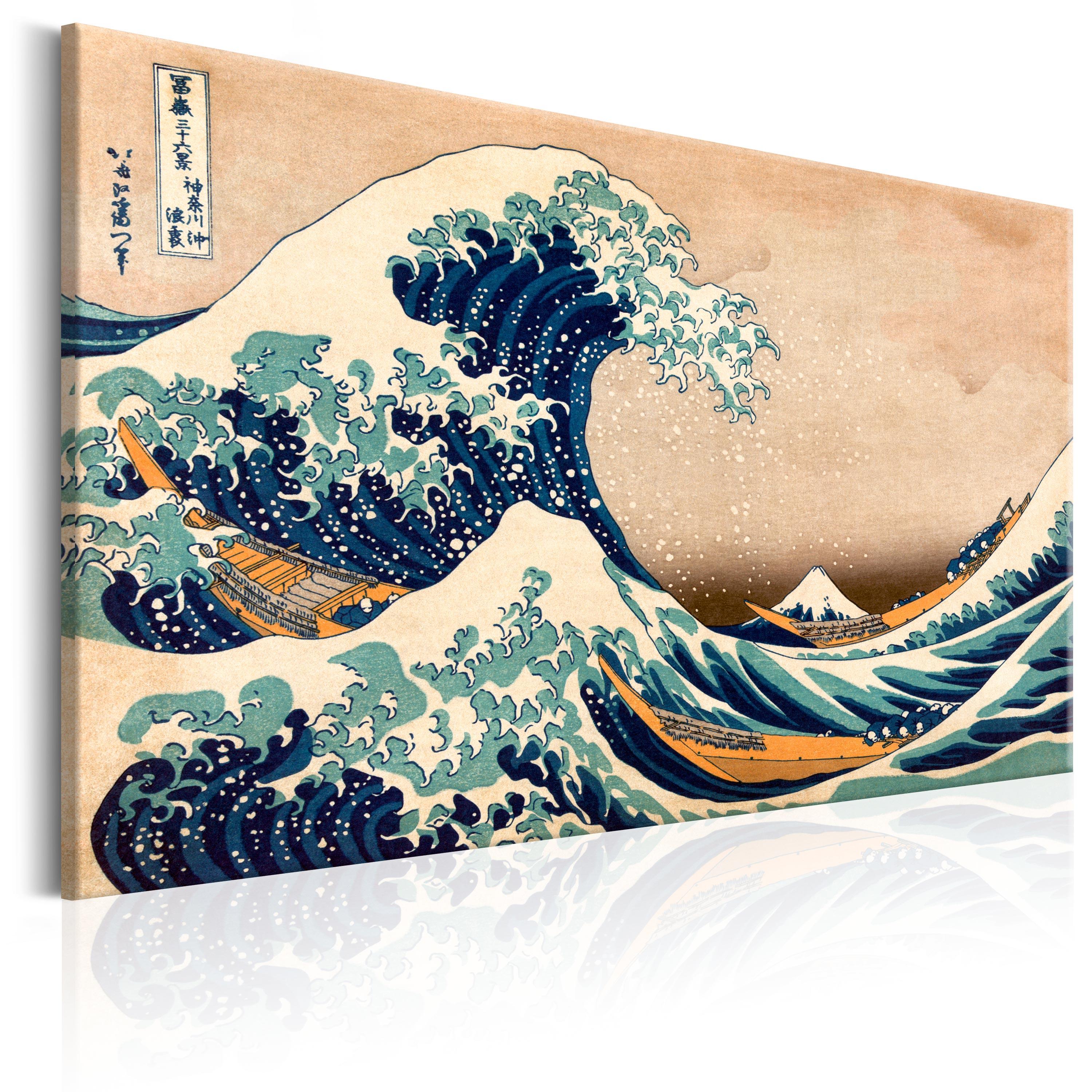 Billede - The Great Wave off Kanagawa (Reproduction) - 120 x 80 cm - På italiensk lærred