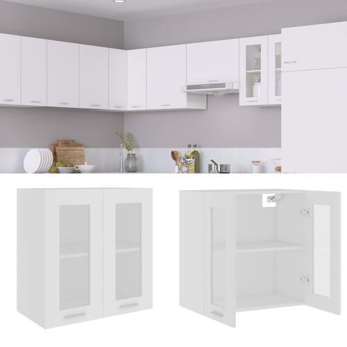 Vægskab med glaslåger Lyon 60x31x60 cm konstrueret træ hvid (OUTLET A)
