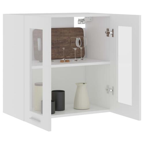 Vægskab med glaslåger Lyon 60x31x60 cm konstrueret træ hvid (OUTLET A)
