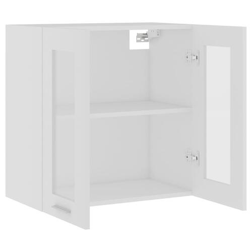 Vægskab med glaslåger Lyon 60x31x60 cm konstrueret træ hvid (OUTLET A)