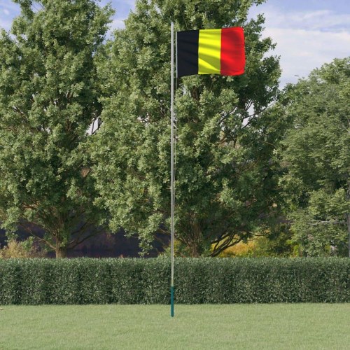 Belgien flag og flagstang 6,23 m aluminium