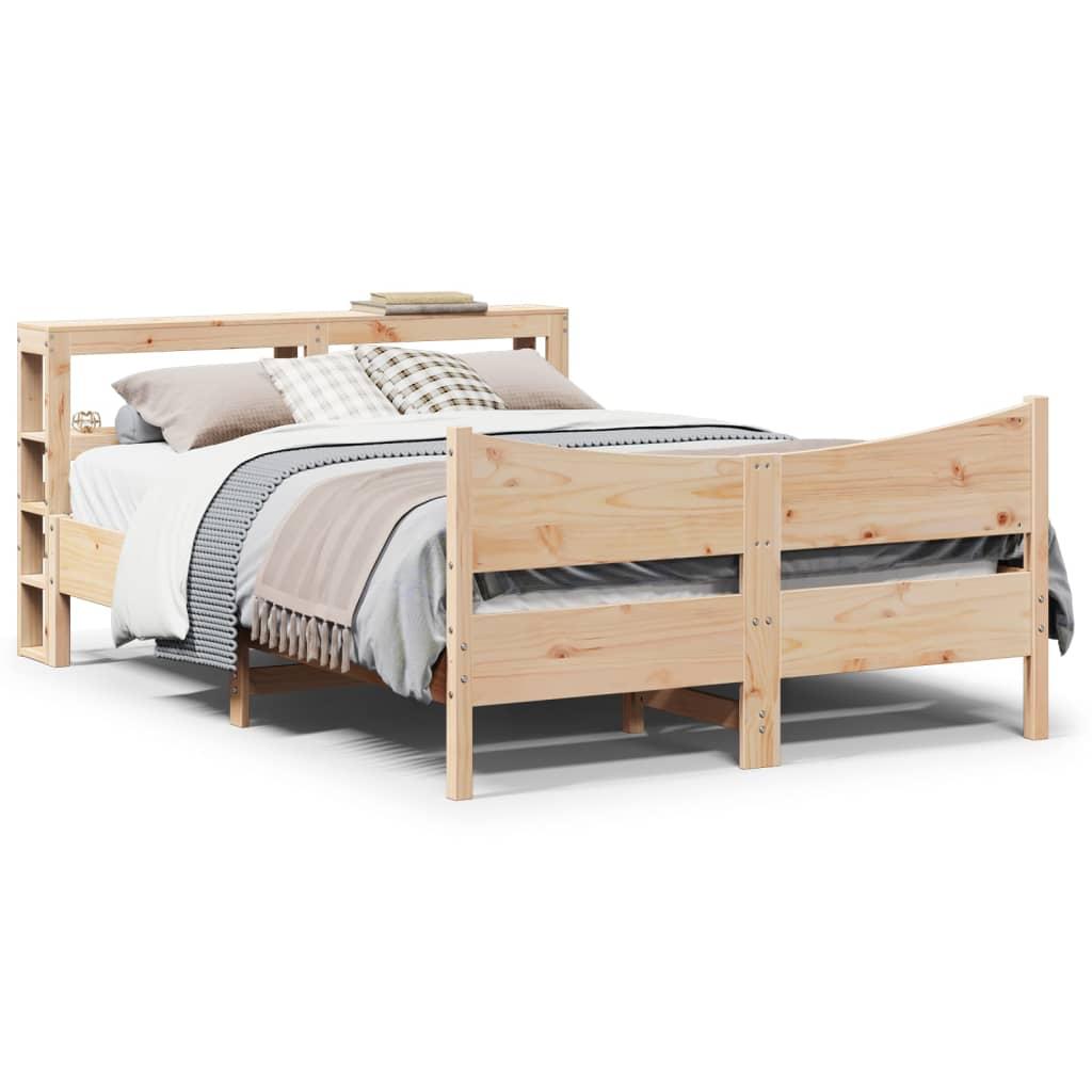 Sengeramme med sengegavl 140x200 cm massivt fyrretræ hvid