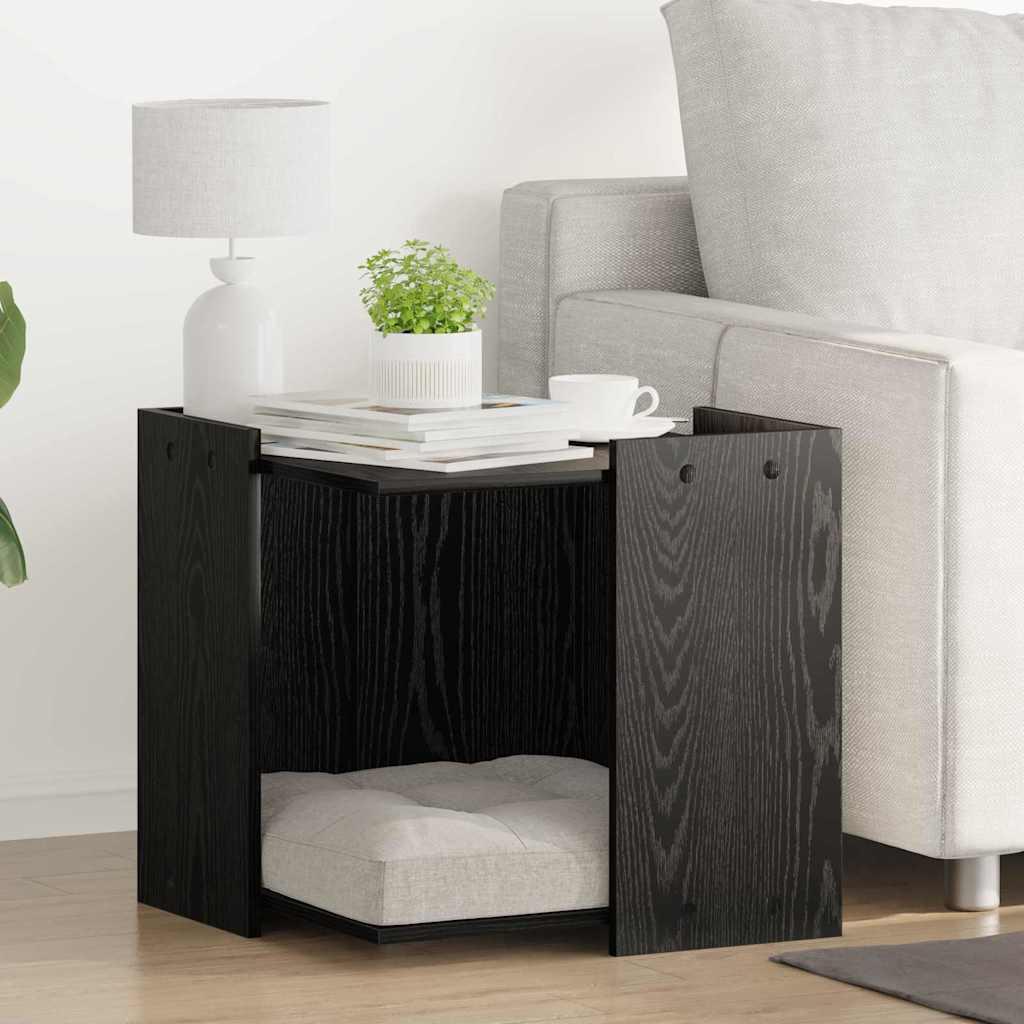 Kattekasse indhegning Sort eg 53 x 53 x 51 cm Konstrueret træ