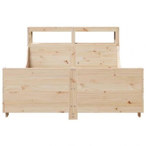 Sengeramme i massivt fyrretræ 140 x 190 cm med hylder