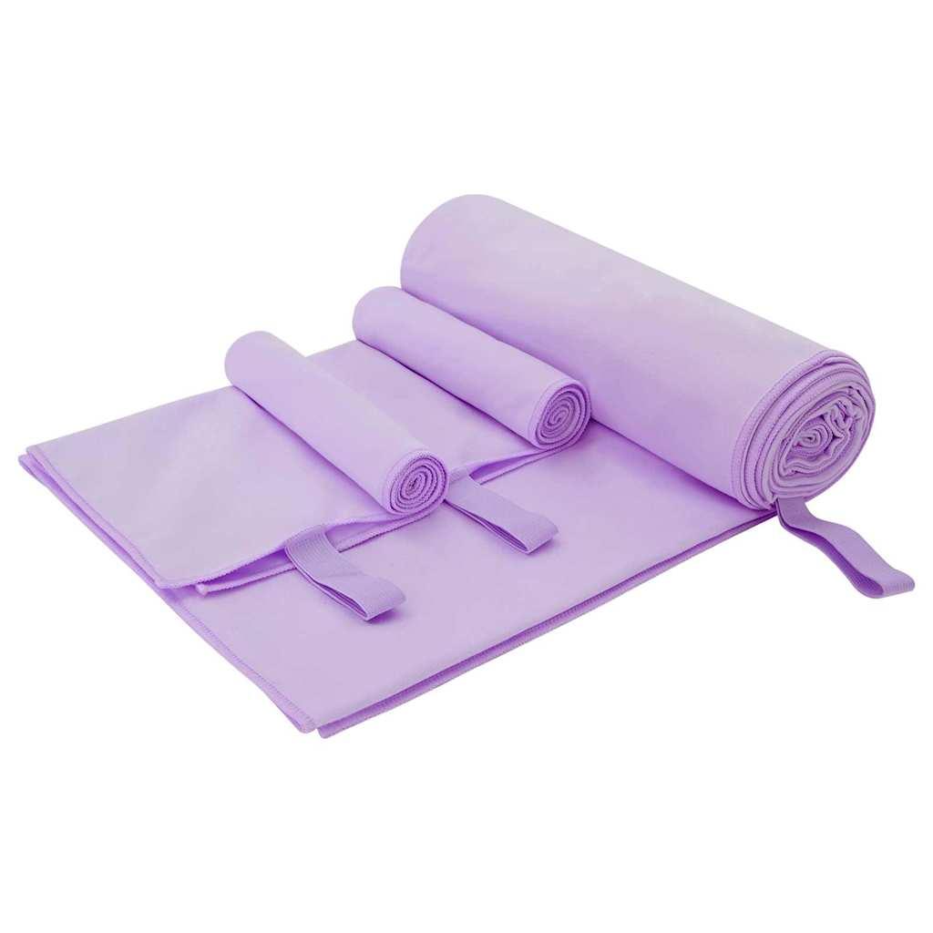 Sports håndklæde sæt 3 stk Lilla Polyester og polyamid