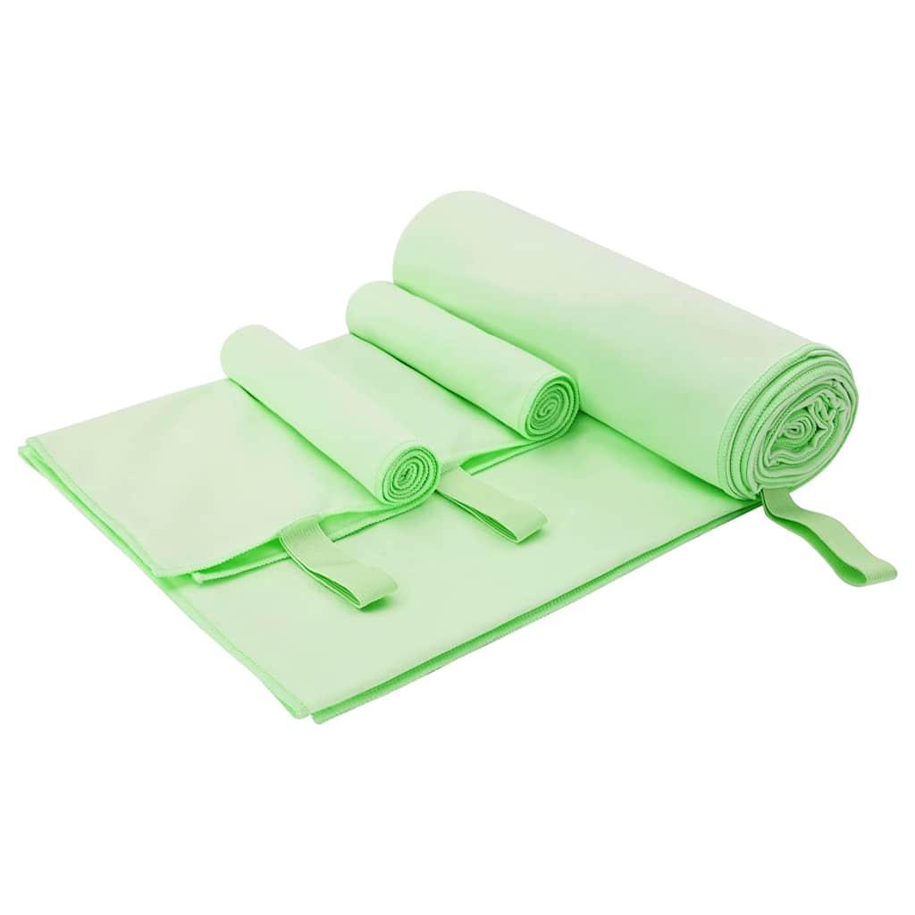 Sports håndklæde sæt 3 stk Grøn Polyester og polyamid